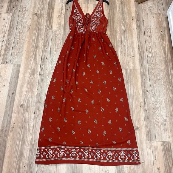 Boutique maxi dress floral size small rust - Picture 7 of 10